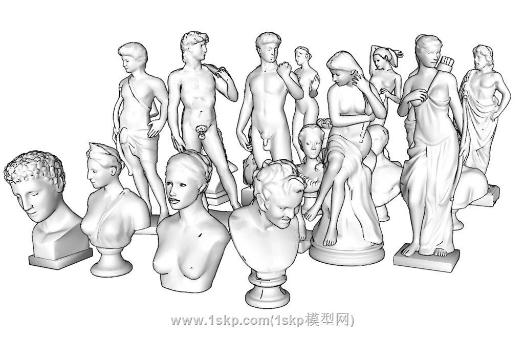 大卫人物雕塑SU模型