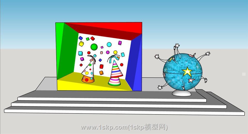 卡通地球雕塑SU模型