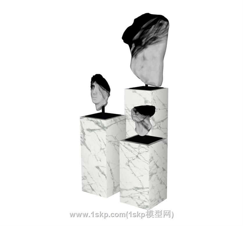 半脸雕塑艺术品SU模型