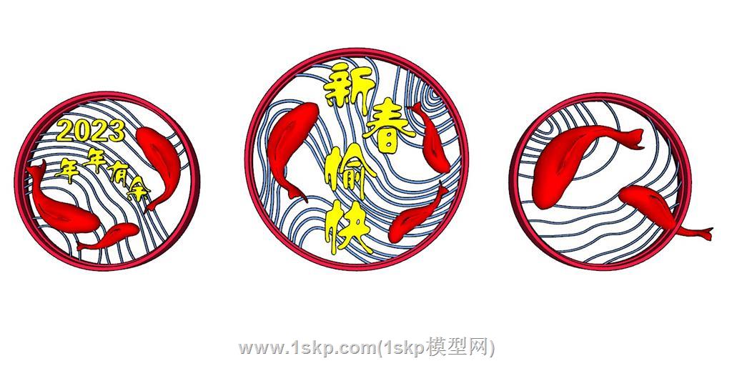 鲤鱼雕塑SU模型