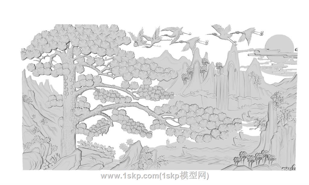 迎客松浮雕SU模型