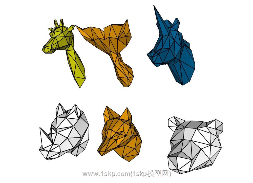 多边形动物雕塑SU模型