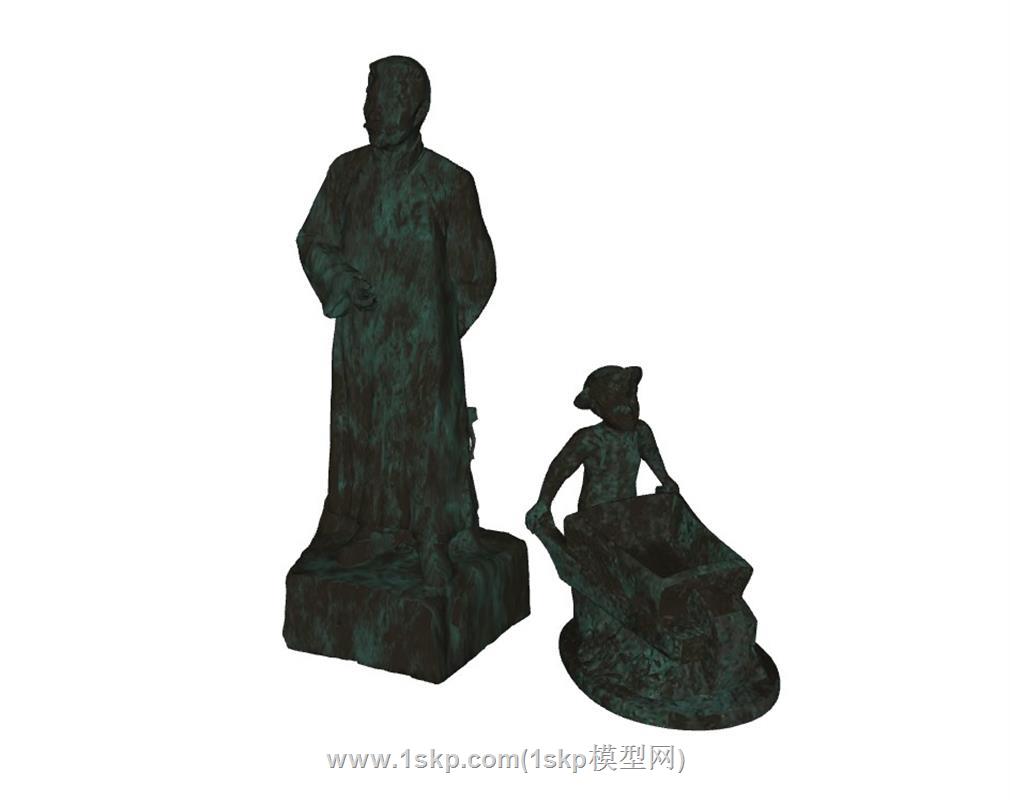 鲁迅小孩推车青铜像雕塑