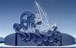 海浪帆船雕塑