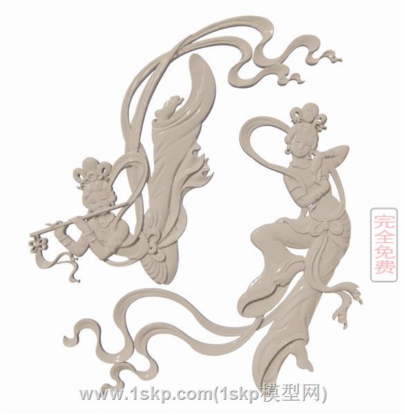 飞天仙女浮雕雕塑