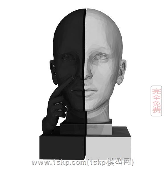 石膏人头像雕塑