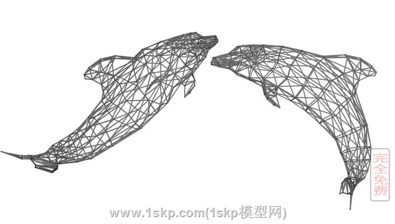 海豚金属鱼雕塑