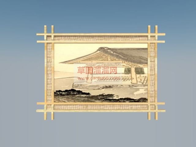 装饰画挂画木版画SU模型