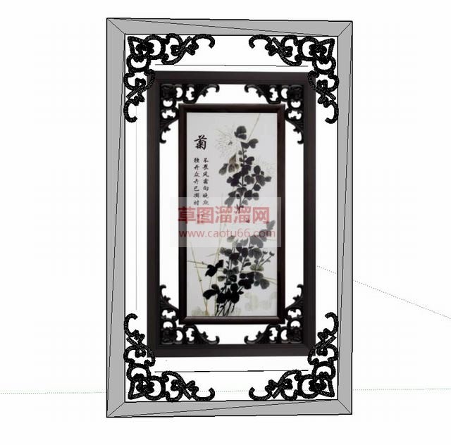 中式挂画装饰画SU模型