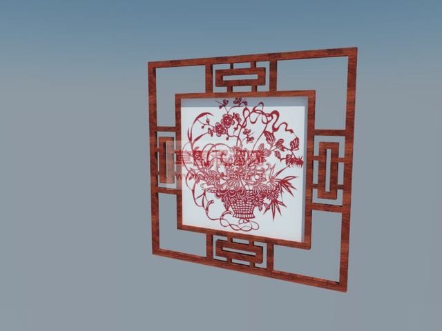 中式窗花刺绣画装饰SU模型