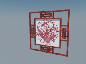 中式窗花刺绣画装饰SU模型 免费sketchup模型下载