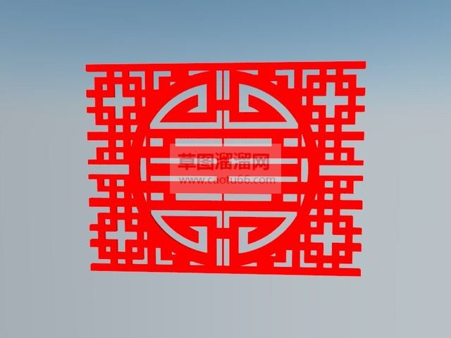 中式喜字窗花SU模型