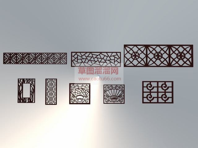 扇形窗花木制SU模型