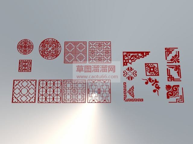 中式窗花雕花SU模型