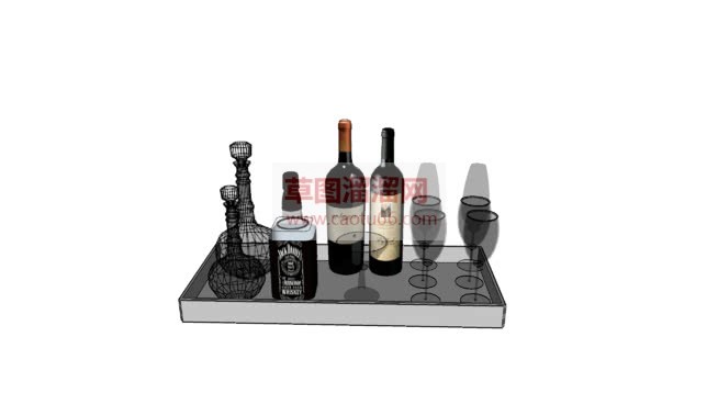 葡萄酒红酒酒瓯SU模型