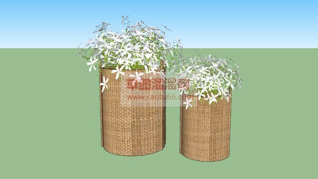 编织花箱花盆SU模型