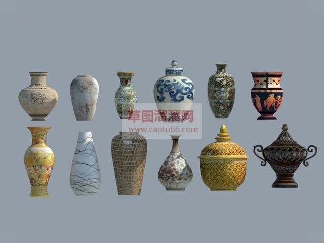 陶器花瓶摆件SU模型