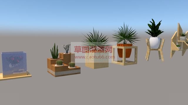 植物盆栽架子SU模型