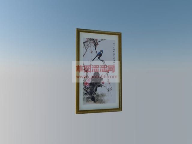 中式挂画花鸟图SU模型