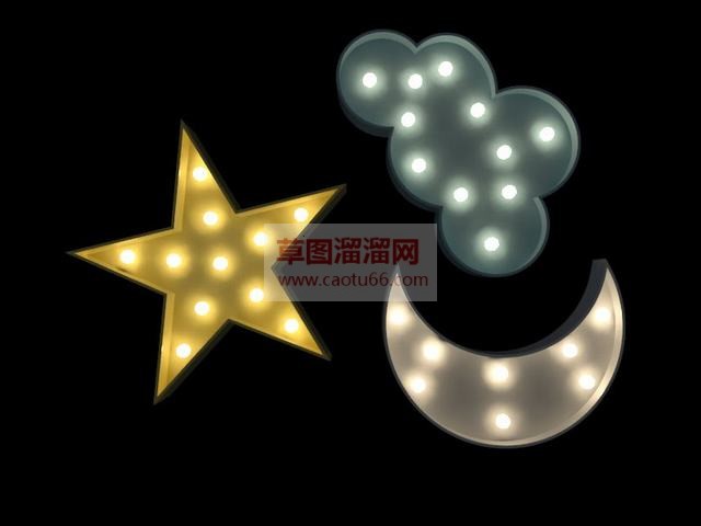 星星月亮云朵SU模型