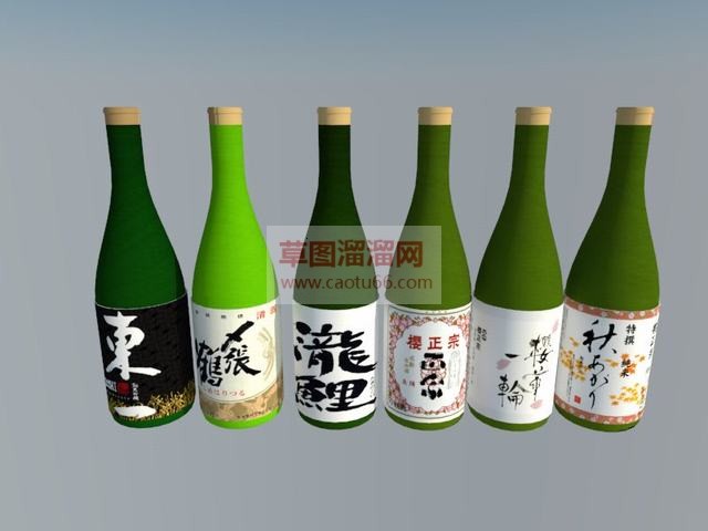 玻璃裝清酒瓶SU模型