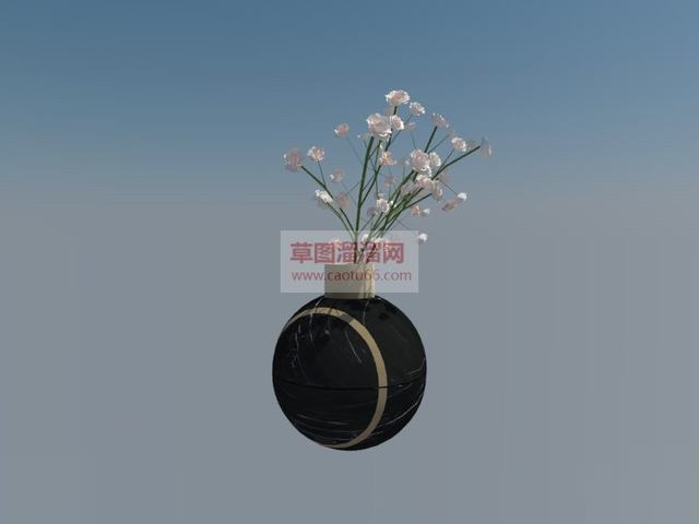 圆形花瓶插花摆件SU模型