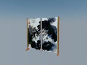 中式屏风隔断SU模型