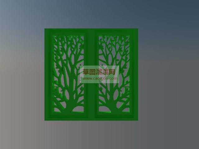 镂空树形雕花板SU模型