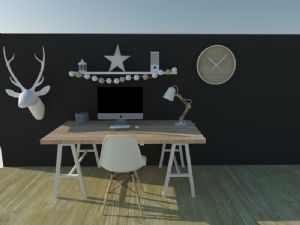 鹿头苹果电脑桌子SU模型 免费sketchup模型下载