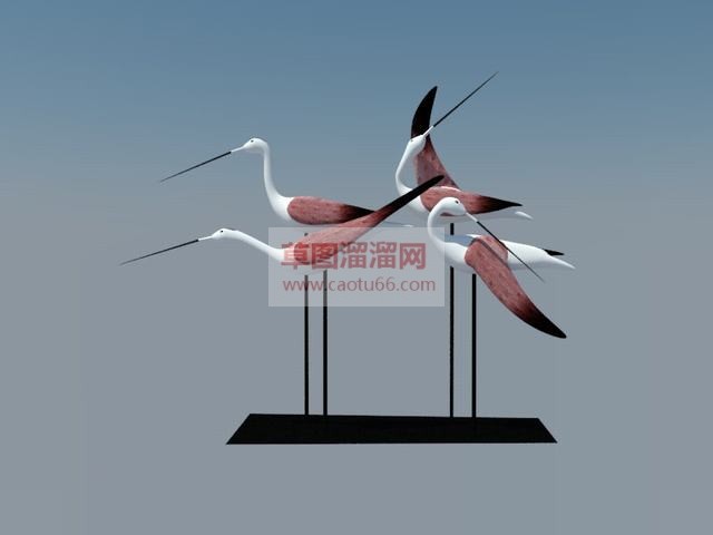 仙鹤丹顶鹤工艺品SU模型