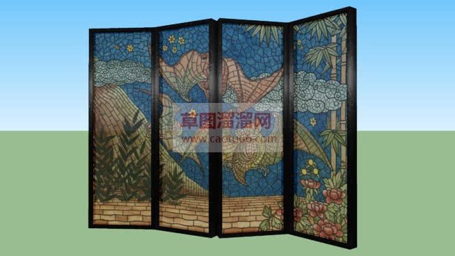 恐龙主题屏风SU模型