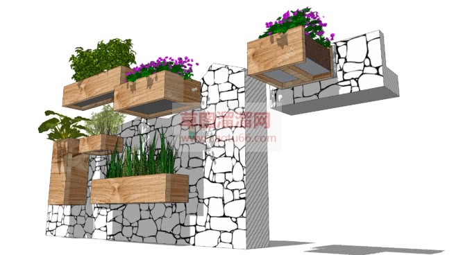 墙装饰花箱格SU模型