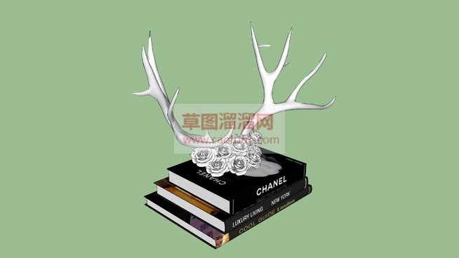 书本和白玫瑰SU模型