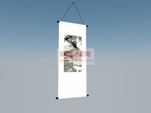 中式挂画墙装SU模型