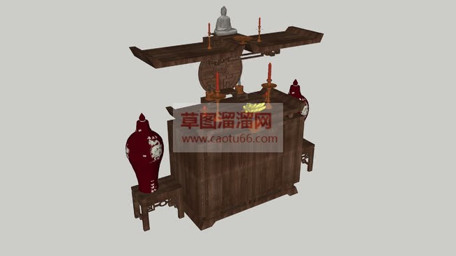 木质供桌供台SU模型