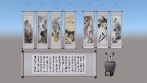 中式装饰画下SU模型