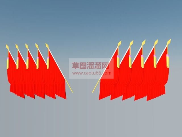 党旗插旗装饰SU模型