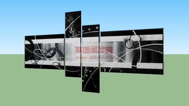 艺术照片墙SU模型