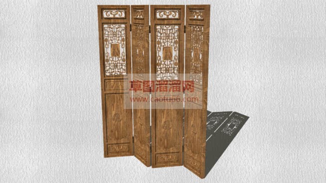 中式屏风隔断SU模型