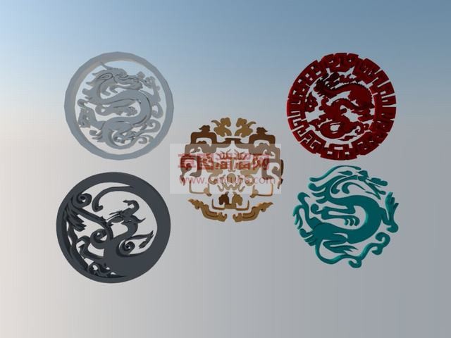 圆形龙纹小品SU模型