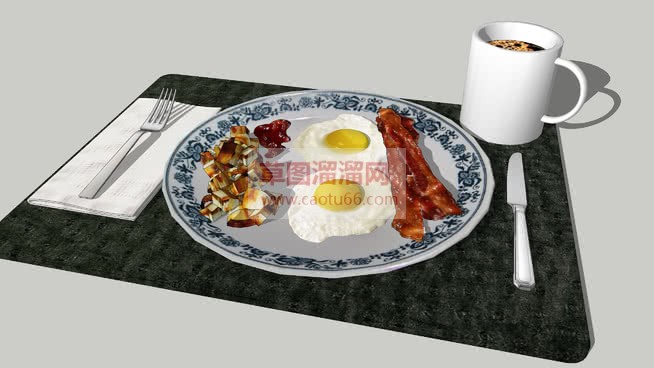 西餐食物：刀SU模型