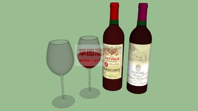 葡萄酒红酒酒SU模型