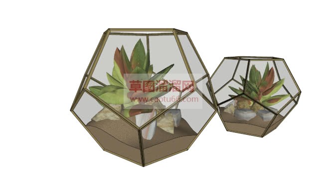 多面体盆景多SU模型