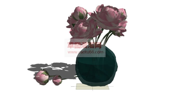 免费粉色玫瑰SU模型