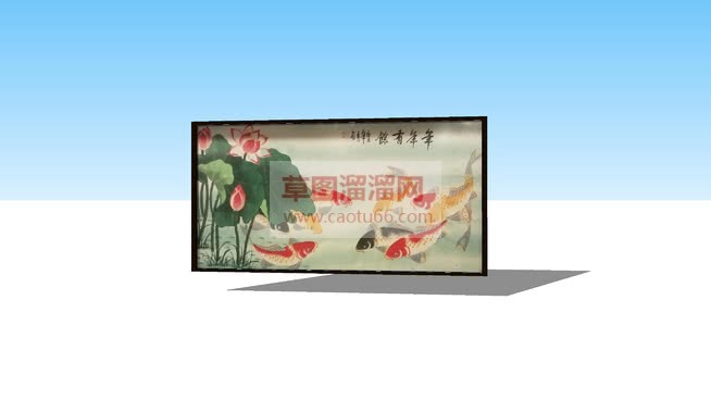 中国锦鲤鱼画SU模型