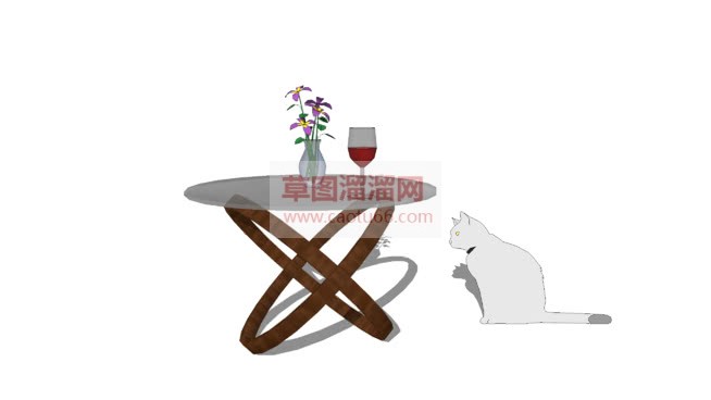 小桌子花瓶高SU模型