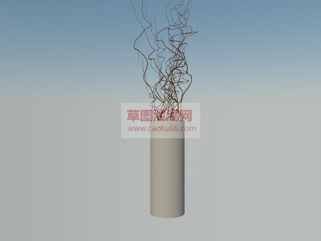 枯枝花瓶装饰SU模型