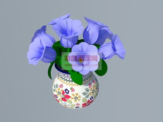 紫色花带花瓶SU模型