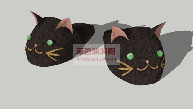 棉拖拖鞋毛拖SU模型