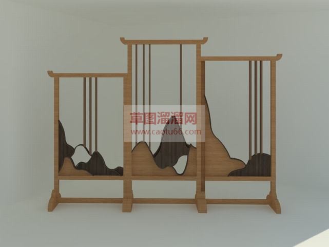 木质装饰屏风SU模型